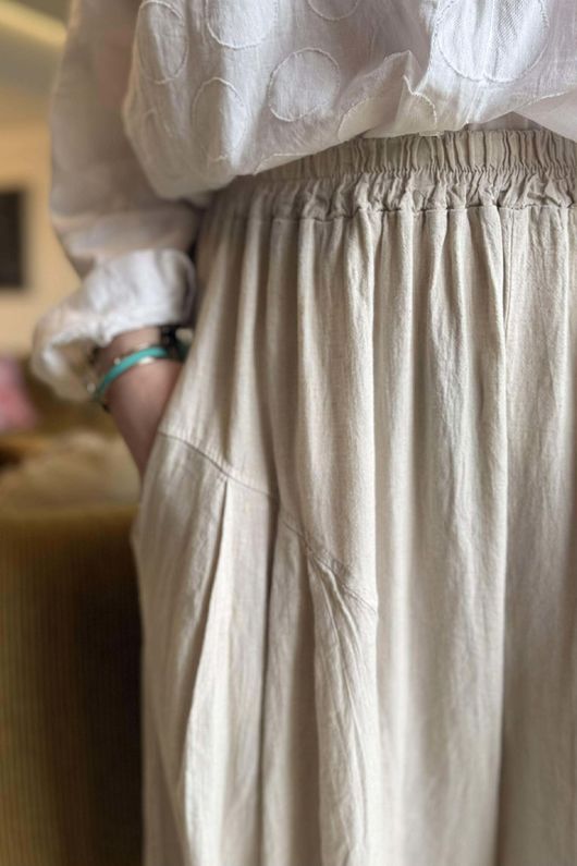 Noa Linen Blend Sia Barrel Trouser Vanilla